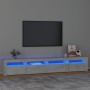 Mueble de TV con luces LED gris hormigón 240x35x40 cm en Muebles TV | Comprar online en Foru.es