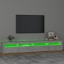 Mueble de TV con luces LED gris hormigón 240x35x40 cm en Muebles TV | Comprar online en Foru.es
