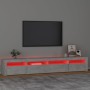 Mueble de TV con luces LED gris hormigón 240x35x40 cm en Muebles TV | Comprar online en Foru.es