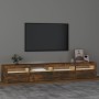 Mueble de TV con luces LED color roble ahumado 240x35x40 cm en Muebles TV | Comprar online en Foru.es