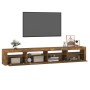 Mueble de TV con luces LED color roble ahumado 240x35x40 cm en Muebles TV | Comprar online en Foru.es