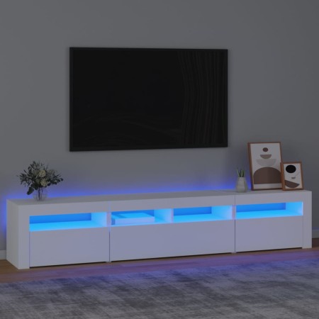 Mueble de TV con luces LED blanco 210x35x40 cm en Muebles TV | Comprar online en Foru.es