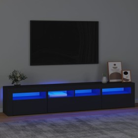 Mueble de TV con luces LED Negro 210x35x40 cm en Muebles TV | Comprar online en Foru.es