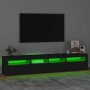 Mueble de TV con luces LED Negro 210x35x40 cm en Muebles TV | Comprar online en Foru.es