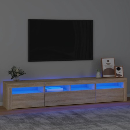 Mueble de TV con luces LED roble Sonoma 210x35x40 cm en Muebles TV | Comprar online en Foru.es