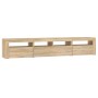 Mueble de TV con luces LED roble Sonoma 210x35x40 cm en Muebles TV | Comprar online en Foru.es