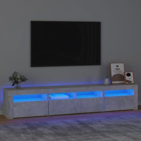 Mueble de TV con luces LED gris hormigón 210x35x40 cm en Muebles TV | Comprar online en Foru.es
