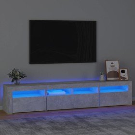Mueble de TV con luces LED gris hormigón 210x35x40 cm en Muebles TV | Comprar online en Foru.es