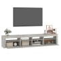 Mueble de TV con luces LED gris hormigón 210x35x40 cm en Muebles TV | Comprar online en Foru.es