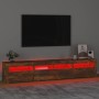 Mueble de TV con luces LED color roble ahumado 210x35x40 cm en Muebles TV | Comprar online en Foru.es