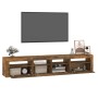 Mueble de TV con luces LED color roble ahumado 210x35x40 cm en Muebles TV | Comprar online en Foru.es