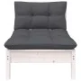 Zentrales Sofa für Garten und Kissen massives Akazienholz weiß von vidaXL, Modulare Sofas für den Außenbereich - Ref: Foro24-...
