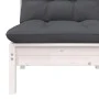 Zentrales Sofa für Garten und Kissen massives Akazienholz weiß von vidaXL, Modulare Sofas für den Außenbereich - Ref: Foro24-...