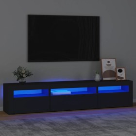 Mueble de TV con luces LED negro 195x35x40 cm en Muebles TV | Comprar online en Foru.es