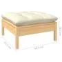 Garden stool with cream cushion solid pine wood by vidaXL, Modular outdoor sofas - Ref: Foro24-806640, Price: 56,27 €, Discou...