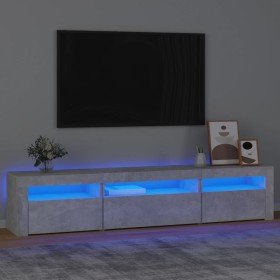 Mueble de TV con luces LED gris hormigón 195x35x40 cm en Muebles TV | Comprar online en Foru.es