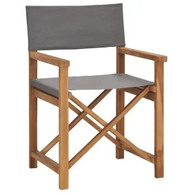 Silla de director madera maciza de teca gris de vidaXL, Sillas de jardín - Ref: Foro24-47411, Precio: 150,50 €, Descuento: %