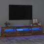 Mueble de TV con luces LED roble ahumado 195x35x40 cm en Muebles TV | Comprar online en Foru.es