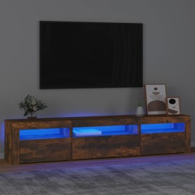 Mueble de TV con luces LED roble ahumado 195x35x40 cm en Muebles TV | Comprar online en Foru.es