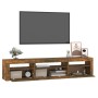 Mueble de TV con luces LED roble ahumado 195x35x40 cm en Muebles TV | Comprar online en Foru.es