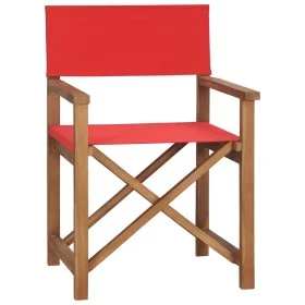 Silla de director madera maciza de teca rojo de vidaXL, Sillas de jardín - Ref: Foro24-47414, Precio: 105,85 €, Descuento: %