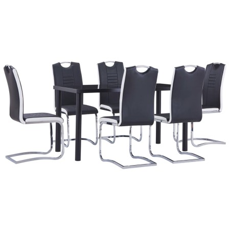 Juego de comedor 7 piezas cuero sintético negro de vidaXL, muebles para cocinas y comedores - Ref: Foro24-3053025, Precio: 67...