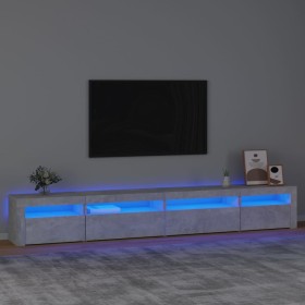 Mueble de TV con luces LED gris hormigón 270x35x40 cm en Muebles TV | Comprar online en Foru.es