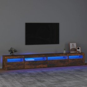 Mueble de TV con luces LED roble ahumado 270x35x40 cm en Muebles TV | Comprar online en Foru.es