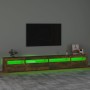 Mueble de TV con luces LED roble ahumado 270x35x40 cm en Muebles TV | Comprar online en Foru.es
