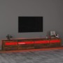 Mueble de TV con luces LED roble ahumado 270x35x40 cm en Muebles TV | Comprar online en Foru.es