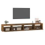 Mueble de TV con luces LED roble ahumado 270x35x40 cm en Muebles TV | Comprar online en Foru.es