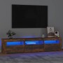 Mueble de TV con luces LED color roble ahumado 180x35x40 cm en Muebles TV | Comprar online en Foru.es