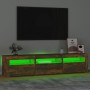 Mueble de TV con luces LED color roble ahumado 180x35x40 cm en Muebles TV | Comprar online en Foru.es