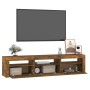 Mueble de TV con luces LED color roble ahumado 180x35x40 cm en Muebles TV | Comprar online en Foru.es