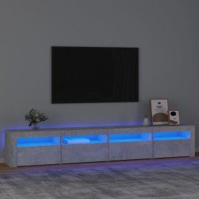 Mueble de TV con luces LED gris hormigón 240x35x40 cm en Muebles TV | Comprar online en Foru.es
