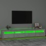 Mueble de TV con luces LED gris hormigón 240x35x40 cm en Muebles TV | Comprar online en Foru.es