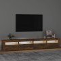 Mueble de TV con luces LED color roble ahumado 240x35x40 cm en Muebles TV | Comprar online en Foru.es