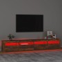 Mueble de TV con luces LED color roble ahumado 240x35x40 cm en Muebles TV | Comprar online en Foru.es