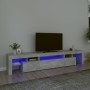 Mueble de TV con luces LED gris hormigón 215x36,5x40 cm en Muebles TV | Comprar online en Foru.es