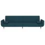 Sofá cama de 2 plazas con dos cojines terciopelo azul de vidaXL, Sofás - Ref: Foro24-337581, Precio: 307,50 €, Descuento: %