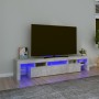 Mueble de TV con luces LED gris hormigón 200x36,5x40 cm en Muebles TV | Comprar online en Foru.es