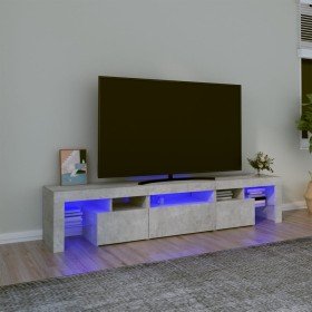 Mueble de TV con luces LED gris hormigón 200x36,5x40 cm en Muebles TV | Comprar online en Foru.es