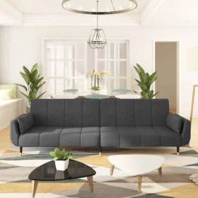 Sofá cama de 2 plazas con dos almohadas terciopelo gris oscuro de vidaXL, Sofás - Ref: Foro24-337583, Precio: 324,67 €, Descu...