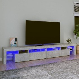 Mueble de TV con luces LED gris hormigón 260x36,5x40 cm en Muebles TV | Comprar online en Foru.es