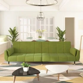 Sofá cama de 2 plazas con dos cojines terciopelo verde claro de vidaXL, Sofás - Ref: Foro24-337585, Precio: 325,51 €, Descuen...