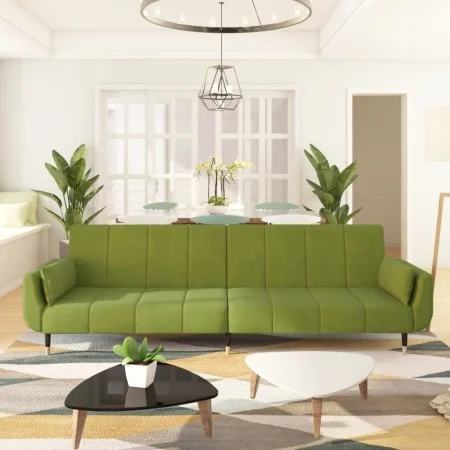 2-Sitzer-Schlafsofa mit zwei hellgrünen Samtkissen von vidaXL, Sofas - Ref: Foro24-337585, Preis: 325,51 €, Rabatt: %