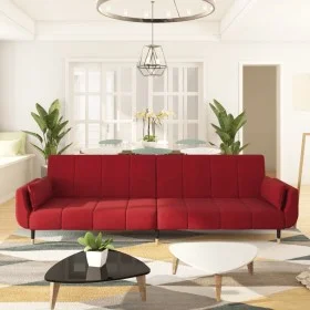 Sofá cama de 2 plazas con dos almohadas terciopelo color vino de vidaXL, Sofás - Ref: Foro24-337587, Precio: 324,30 €, Descue...