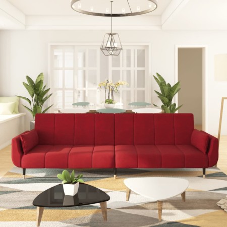 Sofá cama de 2 plazas con dos almohadas terciopelo color vino de vidaXL, Sofás - Ref: Foro24-337587, Precio: 332,01 €, Descue...
