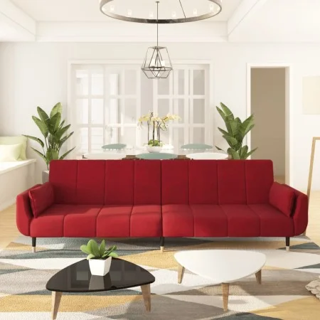 Two-seater sofa bed with two wine-colored velvet pillows by vidaXL, Sofas - Ref: Foro24-337587, Price: 324,30 €, Discount: %