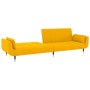 Sofá cama de 2 plazas con dos cojines terciopelo amarillo de vidaXL, Sofás - Ref: Foro24-337589, Precio: 333,92 €, Descuento: %